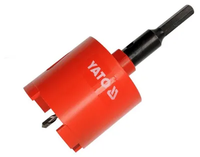 Obrázek produktu pro Yato YT-6045, Vrtačka, Diamantová vrták, 6,5 cm, Cihla, Keramický, Tvrdý beton, Šestihranná stopka vrtáku, Černá, Červená
