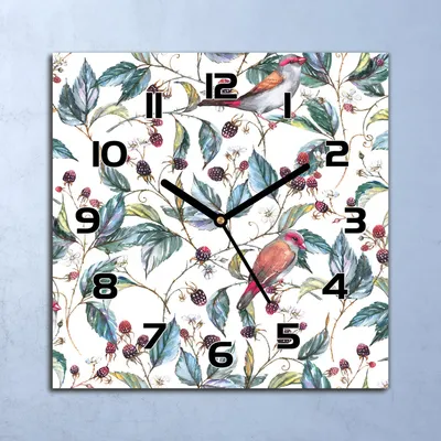 Produktbild von Wanduhr Echt-Glas-Küchenuhr Vintage Vögel Quarz Lautlos 30x30 Deko Bilder