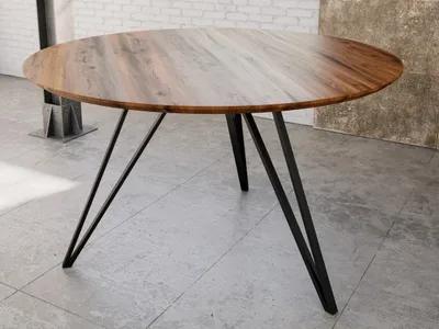 Produktbild von Esstisch rund mit Schweizer Kante nussbaum massiv Akazie 110 cm schwarz INSA