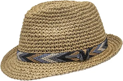 Chillouts knautschbarer Trilby Sommerhut mit Muster-Band in braun