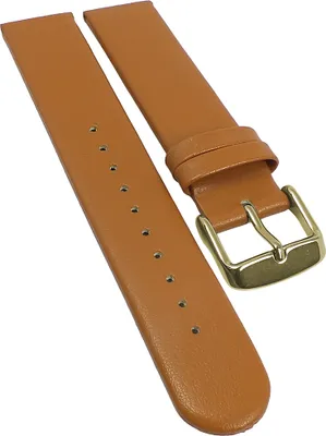 Produktbild von Herzog Vegan Uhrenarmband braun gleichlaufend glatt Apfelfaser , Schließe:Gelbgolden, Anstoß:22 mm