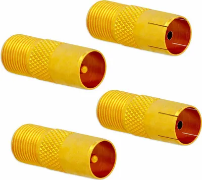 Produktbild von SAT TV Stecker + Buchse Adapter Set Koaxialkabel Antennenkabel IEC Vergoldet[2x Stecker + 2x Buchse]