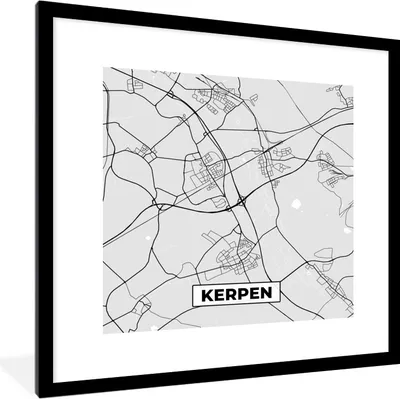 Produktbild von MuchoWow® Gerahmtes Poster Kerpen - Karte - Stadtplan - Deutschland - Karte 40x40 cm - Poster mit Schwarzem Bilderrahmen Wandposter Rahmen Foto Bilder - Poster - Plakat im Rahmen