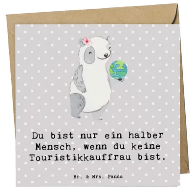 Produktbild von Mr. & Mrs. Panda Glückwunschkarte Touristikkauffrau Herz - Grau Pastell - Geschenk, Grußkarte, Klappkarte, faltkarte, doppelkarte, anlasskarte