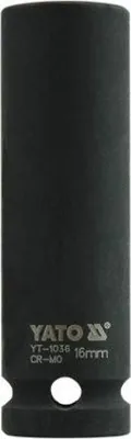 Produktbild von Yato YT-1036, Steckschlüsselbuchse, Schwarz, 1/2", Metrisch, 16 mm, Verchromtes Molybdän