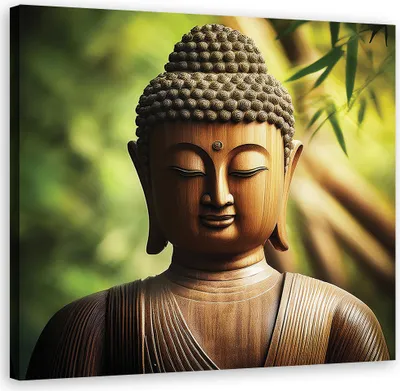 Obrázek produktu pro Obraz na plátně Buddha socha Zen 60x60 Feeby Zelený obraz na zeď připravený k zavěšení