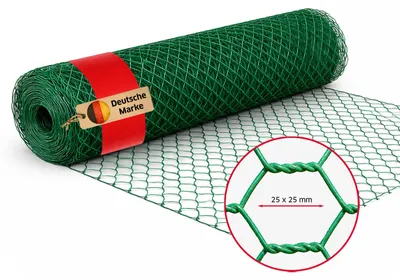 Produktbild von NOOR Maschendrahtzaun - Drahtgitter PVC-ummantelt 25 mm - Grün 75x2500 cm - wetterfester Volierenzaun mit Sechskantgeflecht für Garten, Beet & Kleintiere. Engmaschiger Hasendraht & Hühnerzaun