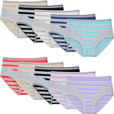 Produktbild von 5 Set Damenslip Unterhose Slips Baumwolle Gestreifft STRIF-032 Grösse XL