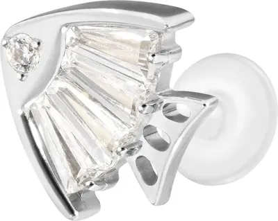 Produktbild von Ohrpiercing, Nasenpiercing PTFE Labret mit Innengewinde + Titan-Aufsatz KRISTALLFISCH Silber Stablänge: 6mm | Stabstärke: 1,2mm