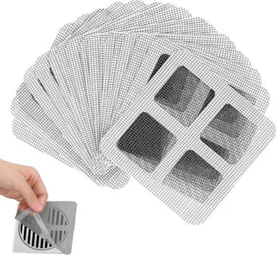 Immagine prodotto di Set di adesivi anticapelli per docce e bagni, 20 pezzi, 10 x 10 cm, per filtri e scarichi, raccoglicapelli per docce e bagni