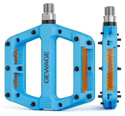 Produktbild von Fahrradpedale Nylonfaser MTB Plattformpedale mit Reflektoren 9/16 Zoll rutschfest Blau 3 Lager