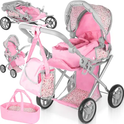 Bayer Design - Combi Poppenwagen Xeo, tas, bordeaux, roze