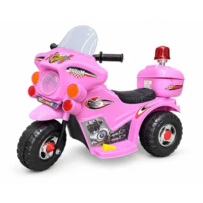 Produktbild von Elektrisches Polizeimotorrad für Kinder von 1-4 Jahren – 6V-Batterie – Blinklicht und Sound – Ledersitz – Aufbewahrungstasche – Rosa