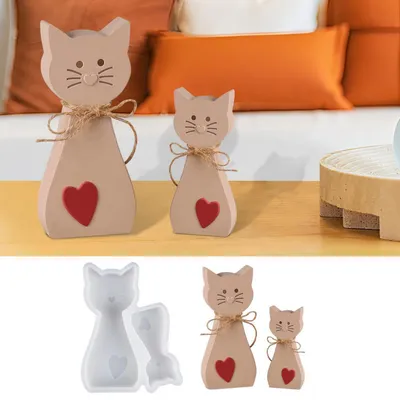 Produktbild von Silikonformen Katze 2er Set Gießformen 3D Tiere Basteln Gips