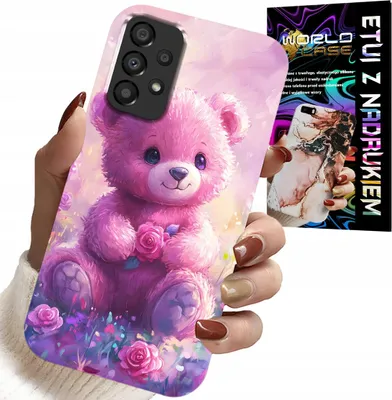Produktbild von Gehäuse Für Samsung Galaxy A23 5G - Süsser Teddybär Auf Rosa Hintergrund, Gehäuse + Glas
