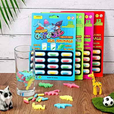 Produktbild von 4 Packungen Wachstumskapseln, die im Wasser wachsen, Tierspielzeug, Lernspielzeug für Babykognition