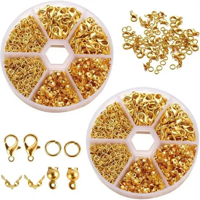 Image de Fermoirs pour bracelets en acier inoxydable, 1140 pièces, avec crochets dorés, pour la fabrication de bijoux