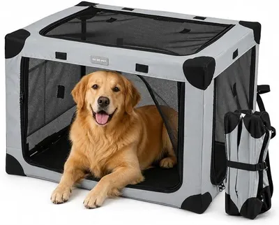 Imagen del producto de Caja de transporte para perros, plegable, con malla transpirable, ideal para el coche y para usar en casa