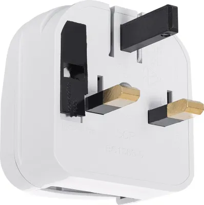 Produktbild von Adapterstecker Typ E (EU) Breiter Kopf mit geradem Kabel auf Stecker Typ G (UK) Weiß