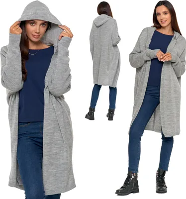 Produktbild von Moraj Damen Strickjacke Longpullover Cardigan Langarm Oversize Baggy Pullover 6000-001 - Grau