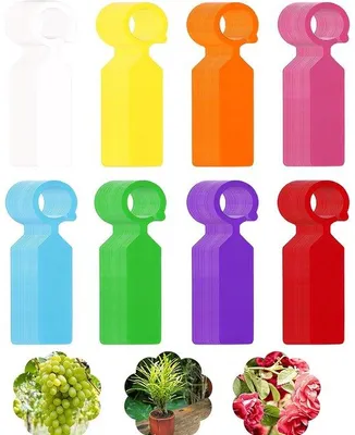 Image de Étiquettes en plastique pour plantes, étiquettes suspendues de 10,7 cm, étiquettes imperméables pour plantes et étiquettes pour arbres, couleurs assorties
