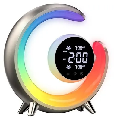Produktbild von IMMAX LED-Nachtlampe Pfau mit Uhr/ RGB-Licht/ 20 W/ 400 lm/ 5 V/ 2,1 A/ USB-Anschluss/ Gold