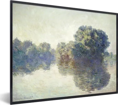 Produktbild von MuchoWow® Gerahmtes Poster Die Seine bei Giverny - Gemälde von Claude Monet 40x30 cm - Poster mit Schwarzem Bilderrahmen Wandposter Rahmen Foto Bilder - Kunstposter - Wanddekorationen