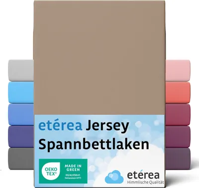 Produktbild von Jersey Spannbettlaken 200x220 cm, 100% Baumwolle Bettlaken Spannbetttuch 200x220 cm - Taupe