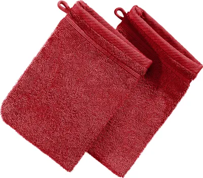 Produktbild von Erwin Müller Waschhandschuh Heidelberg" 2er-Pack rot 15x21 cm"