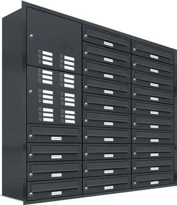 Produktbild von 24er Briefkasten Anlage Unterputz Montage RAL 7016 Anthrazit Klingel