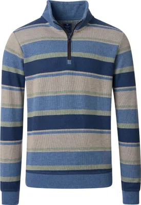 Produktbild von REDMOND Casual Herren Strick-Troyer Zipper Comfort Beige gestreift XL