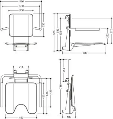 Produktbild von HEWI 900.51.10560 AS Einhängesitz mit Armlehnen und