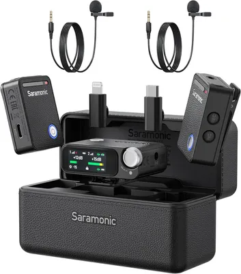 Immagine prodotto di Microfono lavalier wireless - Sistema di microfoni clip-on wireless - Microfono lavalier - Kit di microfoni wireless