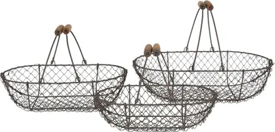 Zdjęcie produktu dla Clayre & Eef Koszyk do przechowywania Zestaw 3 38x22x10 cm Brązowy Żelazo