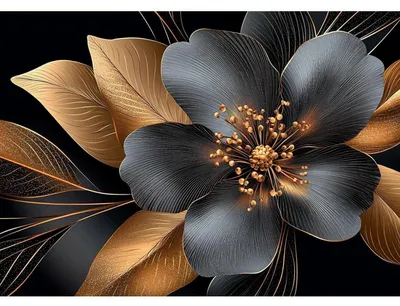 Image de Kit de peinture diamant, motif "Fleurs dorées", dimensions 40x30 cm, référence floral-01