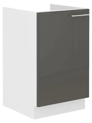 Produktbild von Spülenschrank 50 Lara Grau Hochglanz + Weiß matt Küchenzeile Küchenblock Küche