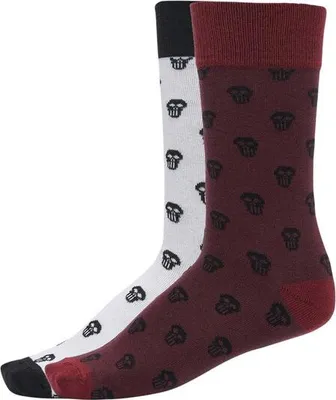 Immagine prodotto di Urban Classics TB3745 | Calzini Skull Allover 2-Pack - Colore: Borgogna/Bianco - Taglia: 39-42