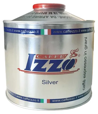 Produktbild von IZZO Espresso Napoletano Silver 1kg Dose Kaffeebohnen im Aufsatz, silber