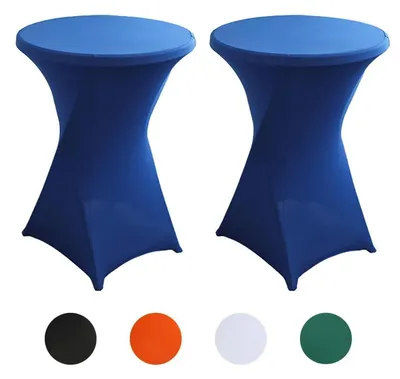 Immagine prodotto di Set di 2 tovaglioli elasticizzati per tavoli, diametro 80 x 110 cm, colore blu, con rinforzo per le gambe del tavolo
