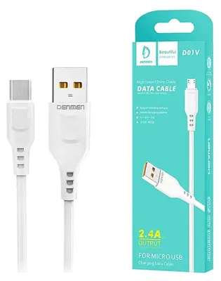 Zdjęcie produktu dla Kabel Usb Micro Denmen Biały 2.4A 1M D01V