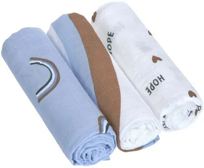 Produktbild von Unyqoos® 3er-Set Baby-Mulltücher 80×80 cm – weich & atmungsaktiv, 70% Viskose (Bambus)/30% Baumwolle, Schmuse-, Spuck- und Pucktuch, waschbar 40°C