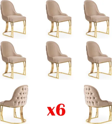 Obrázok produktu pre Sada 6x kresiel dizajn kresiel kovové látkové čalúnenie stoličiek jedáleň textil
