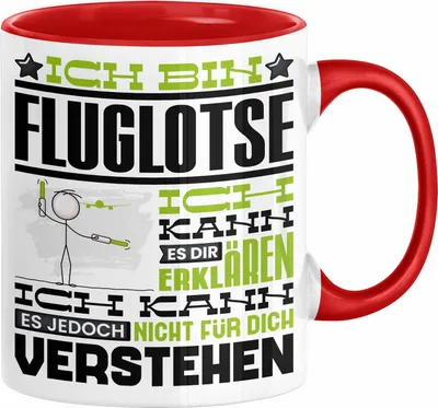 Produktbild von Fluglotse Geschenk Kaffee-Tasse Geschenkidee für Fluglotse Ich Bin Fluglotse Ich Kann Es Dir Erklären Jedoch Nicht Für Dich Verstehen Spruch Lustig (Rot)