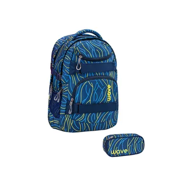 Produktbild von Wave Wave Infinity Schulrucksack Set 2 tlg. - Yellow Lines