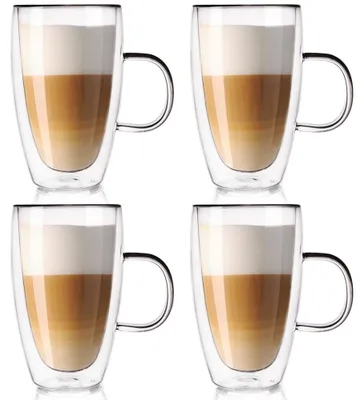 Zdjęcie produktu dla Orion | Szklanki termiczne do Latte Macchiato 4 szt. - 430 ml - z uchem - Podwójna ścianka - DOUBLE