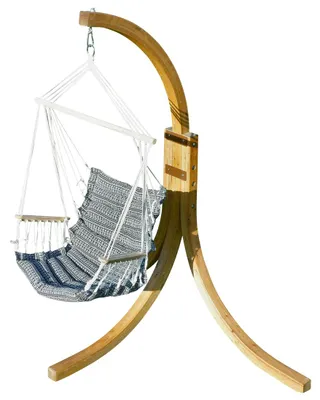 Produktbild von AS-S Hängesessel geknüft mit weichem Sitz Polster Holz Gestell aus Lärche NAV-MALY-SPEZIAL komplett Hängesesselgestell und Hängesessel angenehmer Sitzkomfort im 6cm dickem Kissen