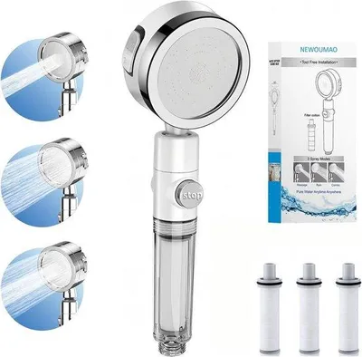 Obrázek produktu pro Vysokotlaká sprcha – úsporná – 3 polohy – bílá – porcelánová