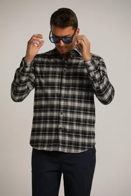 Zdjęcie produktu dla Koszula flanelowa w kratę z guzikami | Kenneth Cole