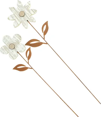 Produktbild von 2x Gartenstecker Blume Metall Echtrost – Beetstecker