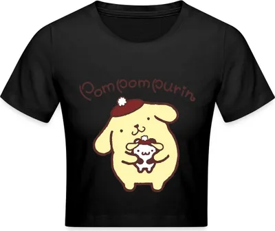 Produktbild von Spreadshirt Pompompurin & Muffin Verkleidet Crop Top, L, Schwarz